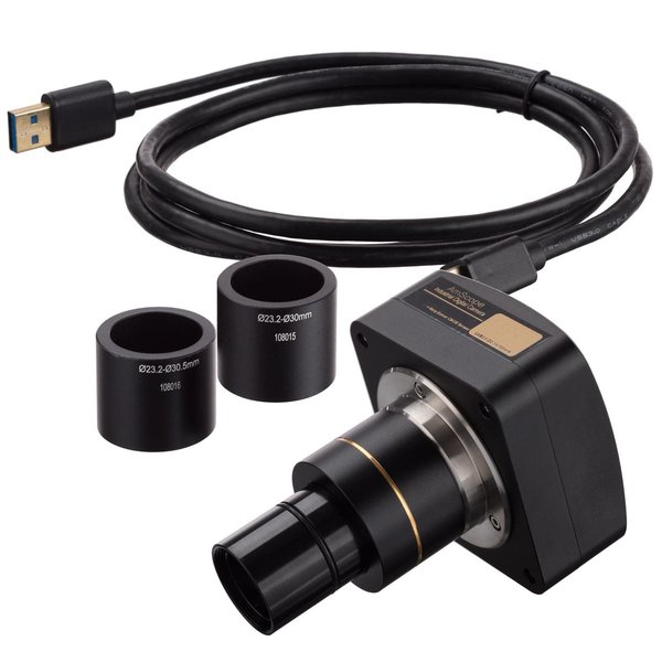 Amscope 5.3MP USB 2.0 Back-illuminated Color CMOS C-mnt Microscope Camera w/Reduction Lens MU530-BI-CK